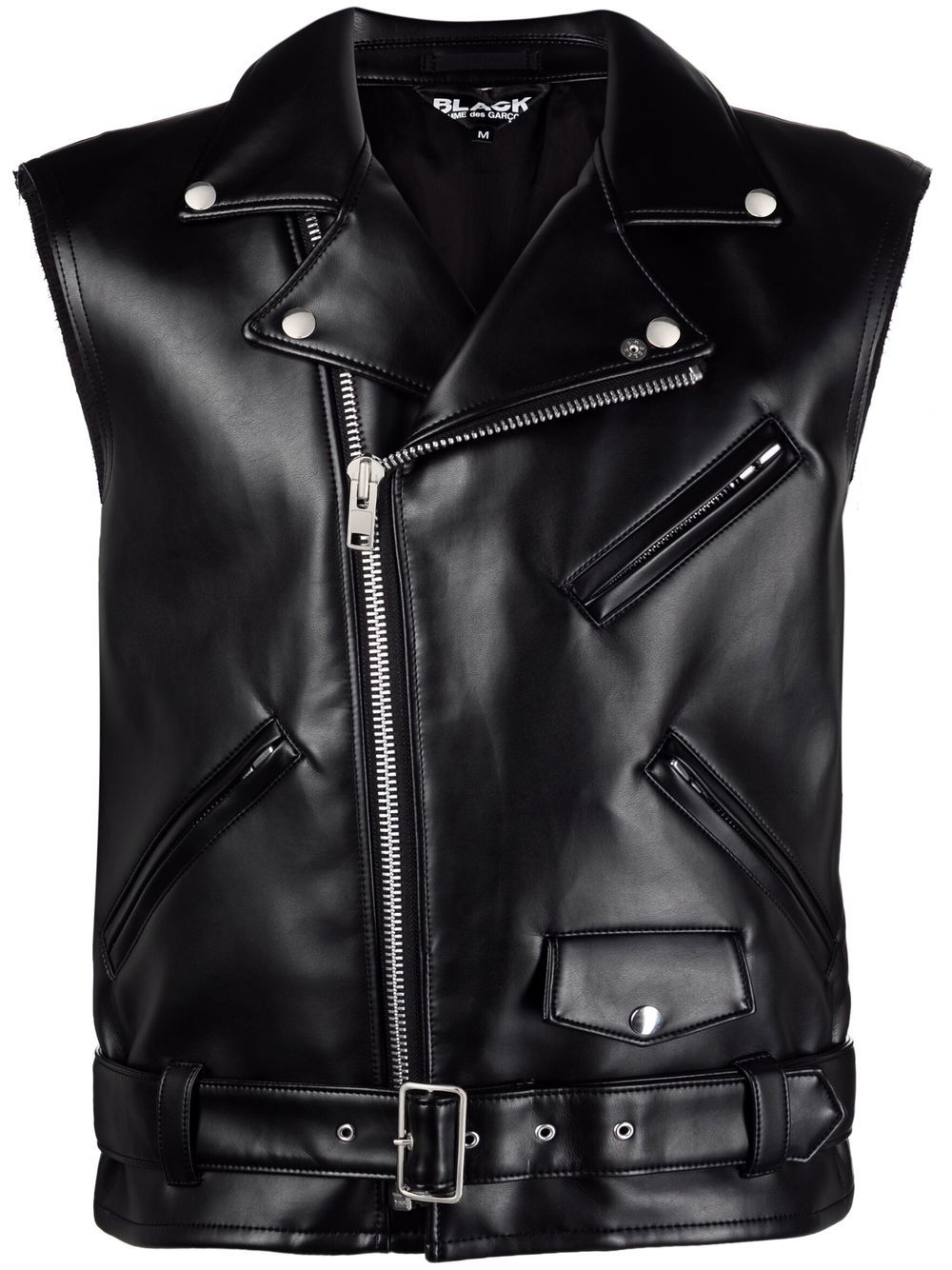 Black Comme Des Garçons 束腰无袖机车夹克 - 黑色