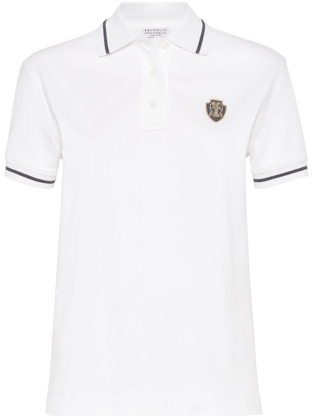 Brunello Cucinelli 标贴棉polo衫 - 白色