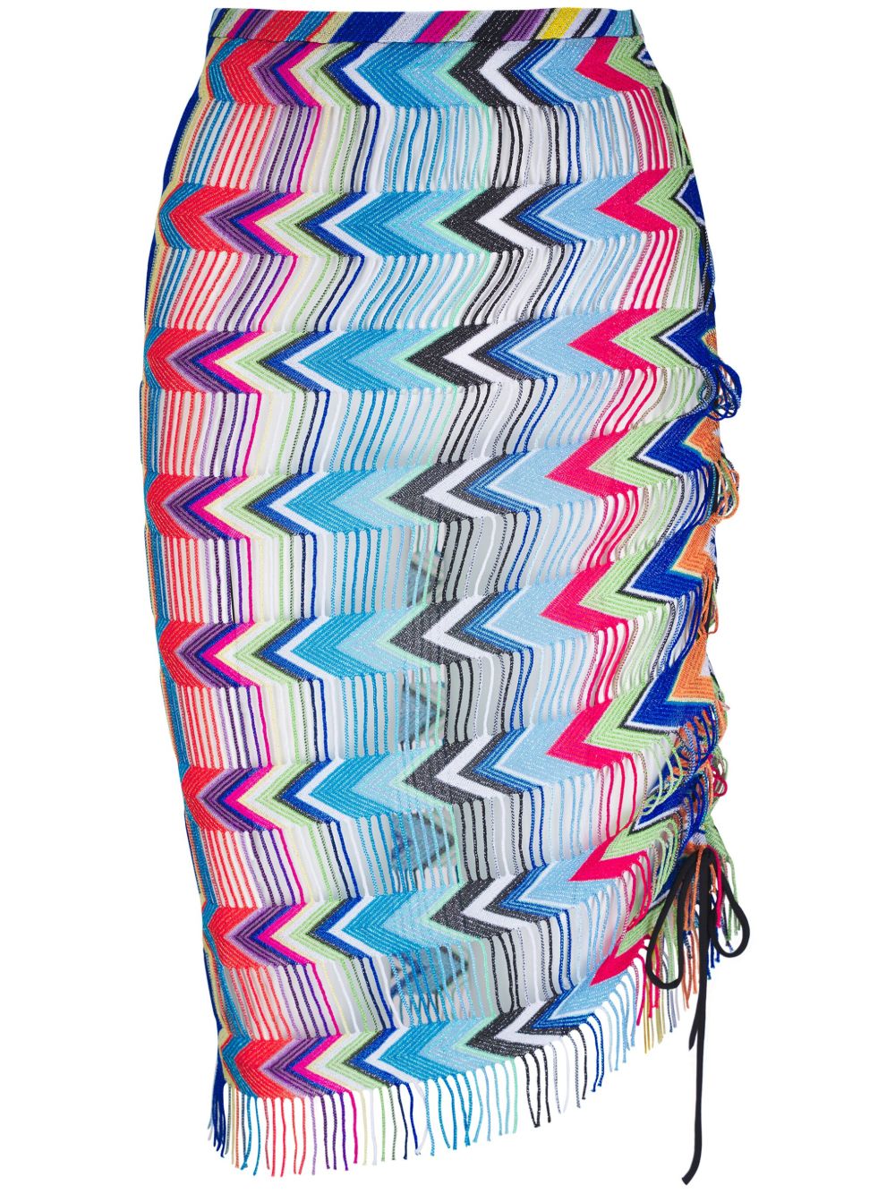Missoni Z字形图案针织垂坠半身裙 - 蓝色
