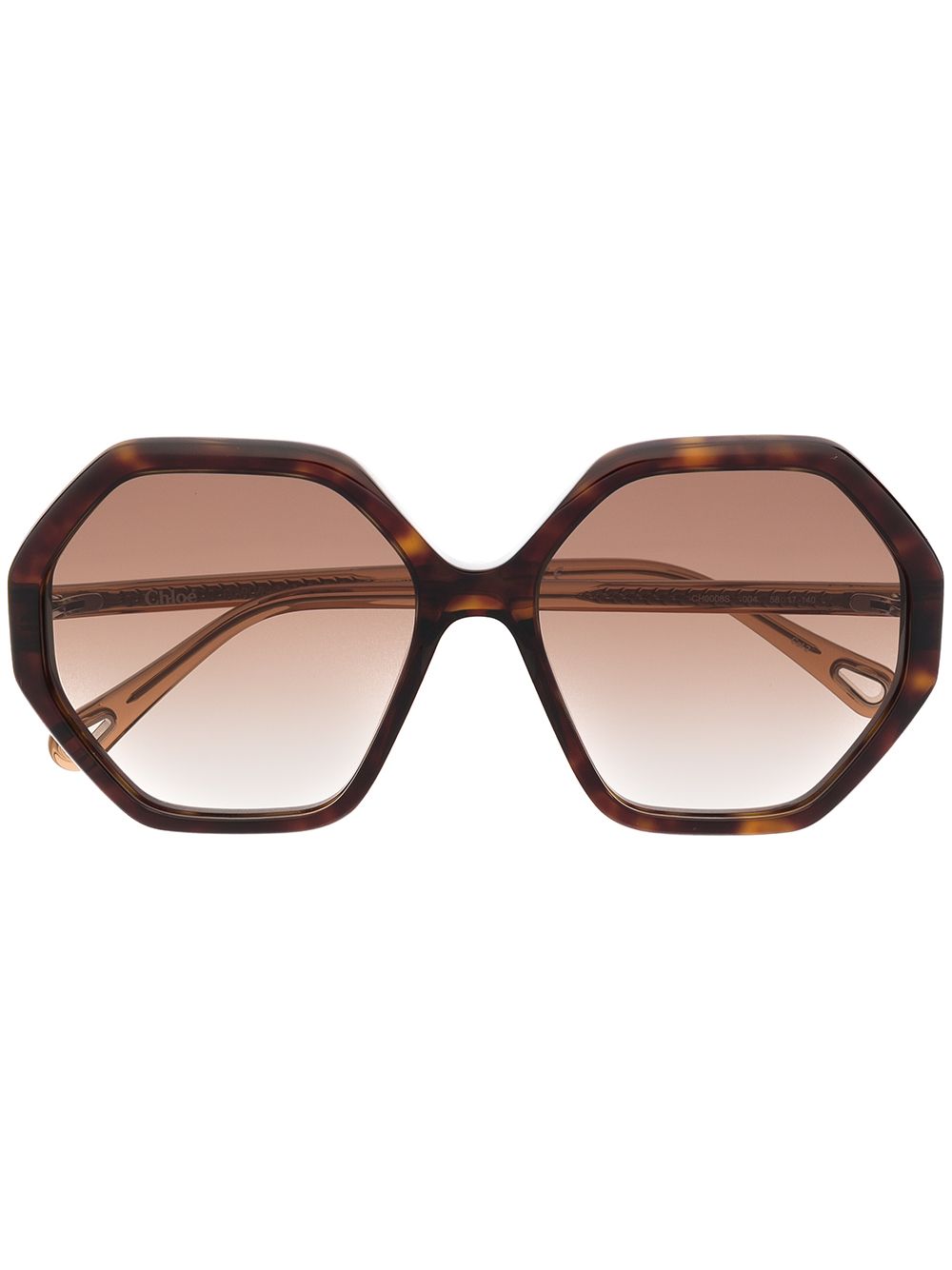 Chloé Eyewear 玳瑁纹效果太阳眼镜 - 褐色