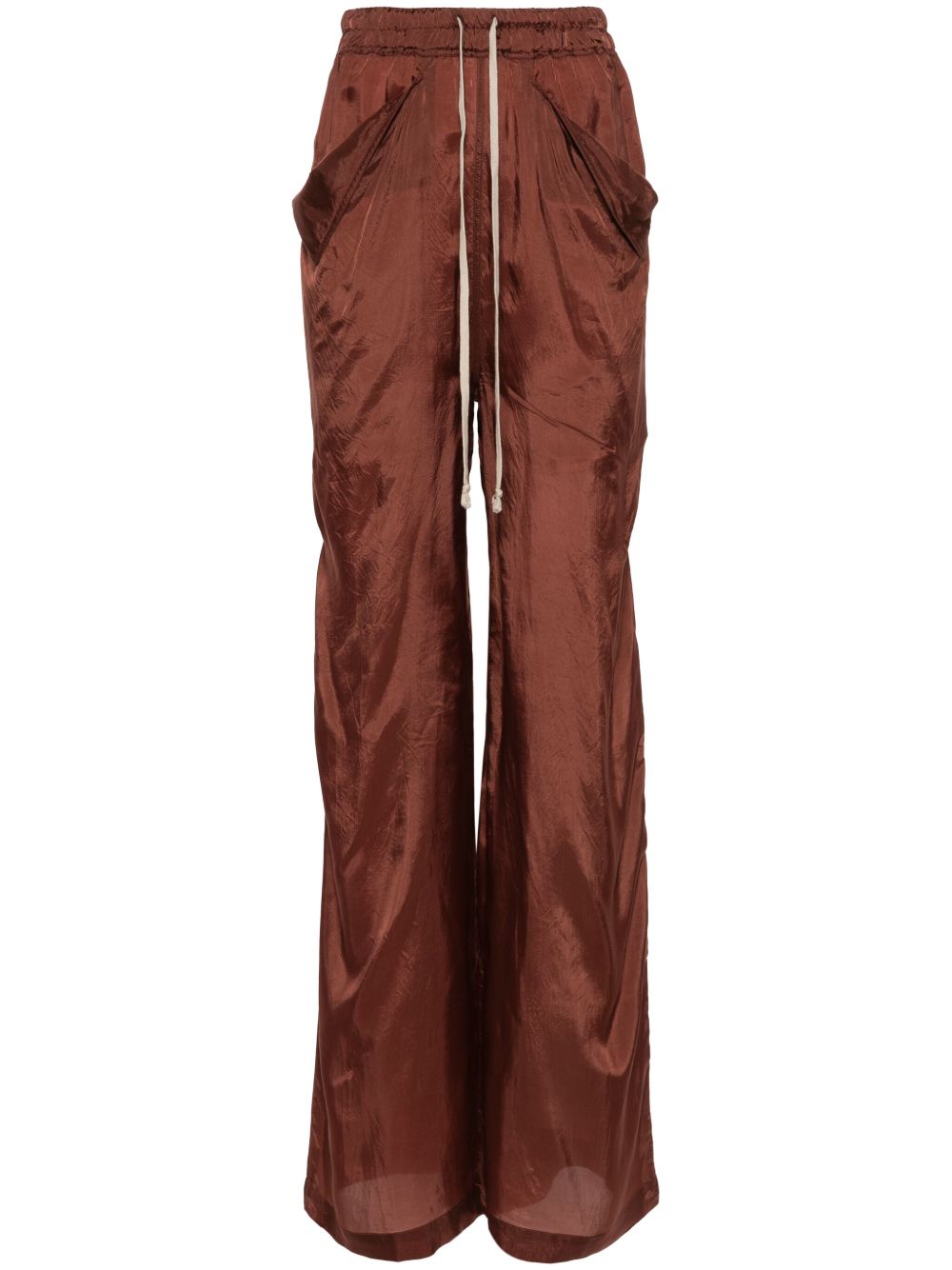 Rick Owens 真丝直筒长裤 - 褐色