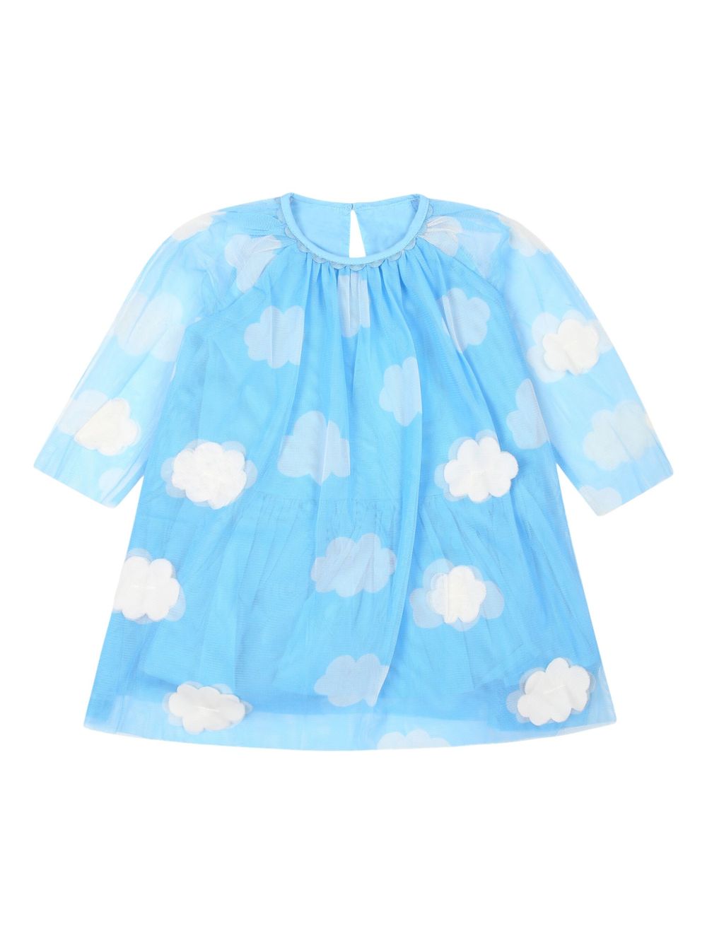 Stella McCartney Kids 云朵图案薄纱连衣裙 - 蓝色