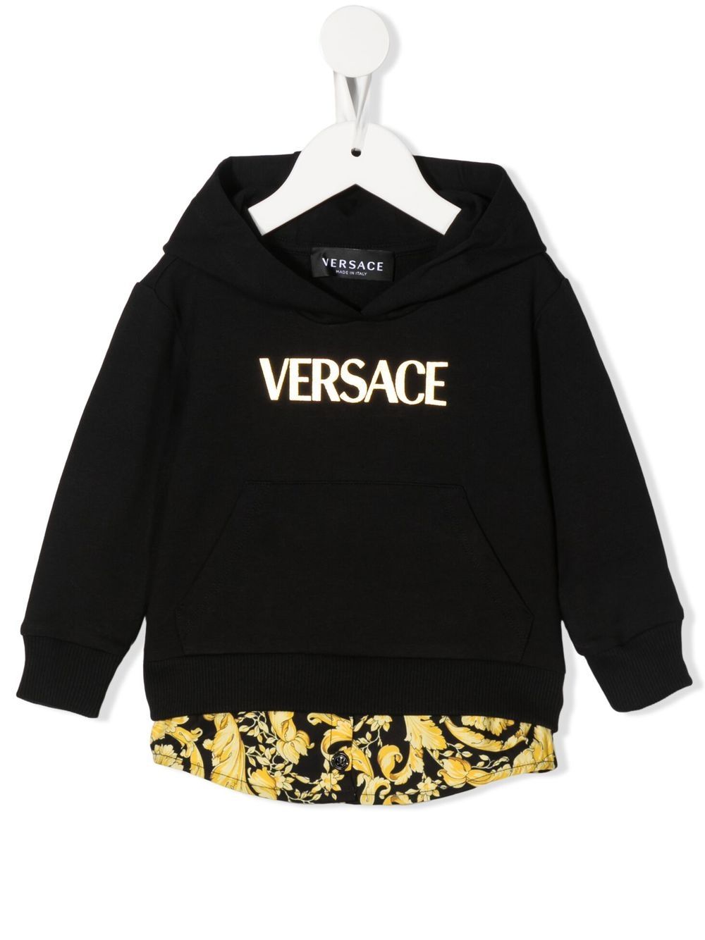 Versace Kids 范思哲 logo印花分层式连帽衫 - 黑色
