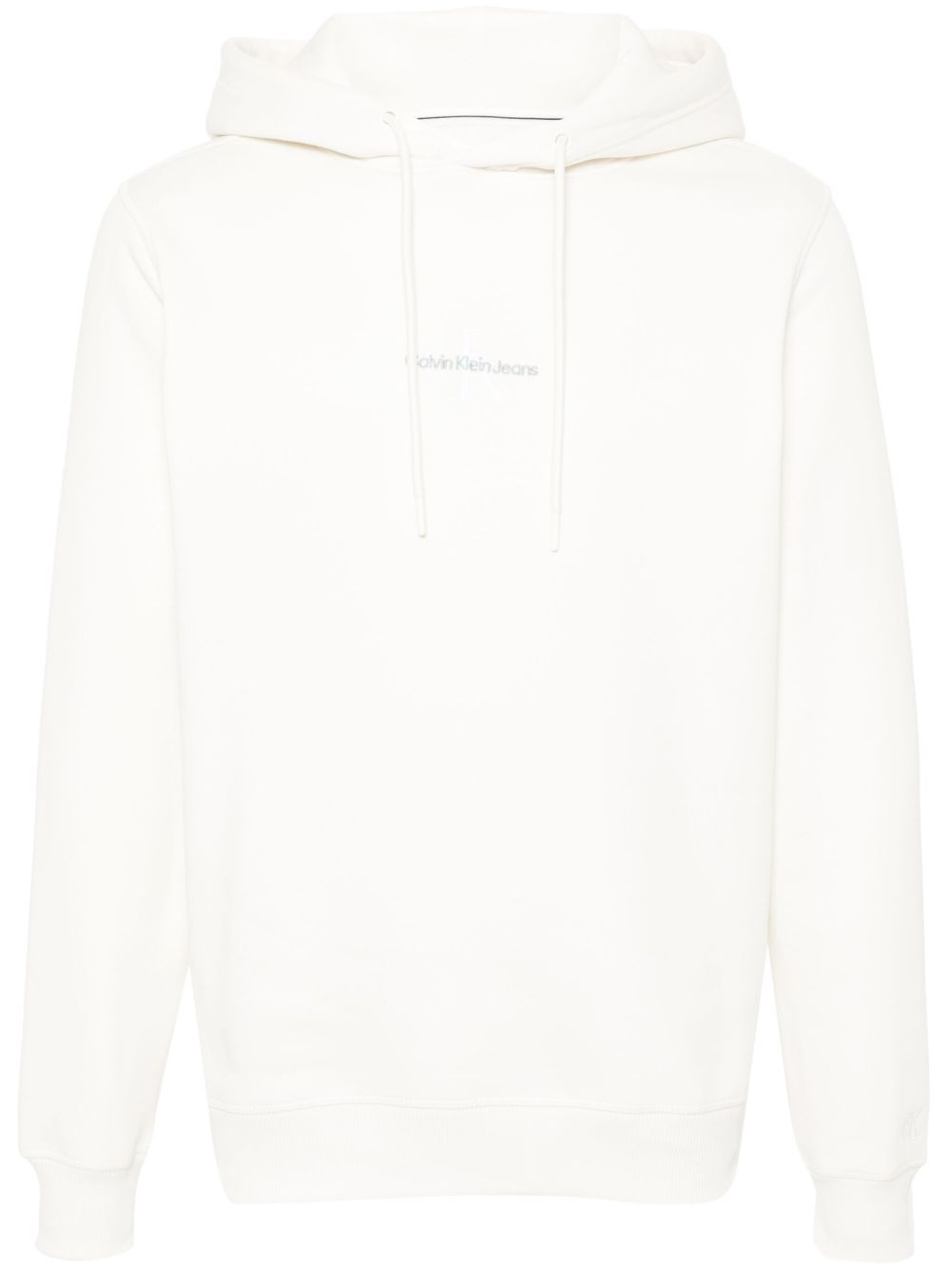 Calvin Klein logo刺绣连帽衫 - 白色