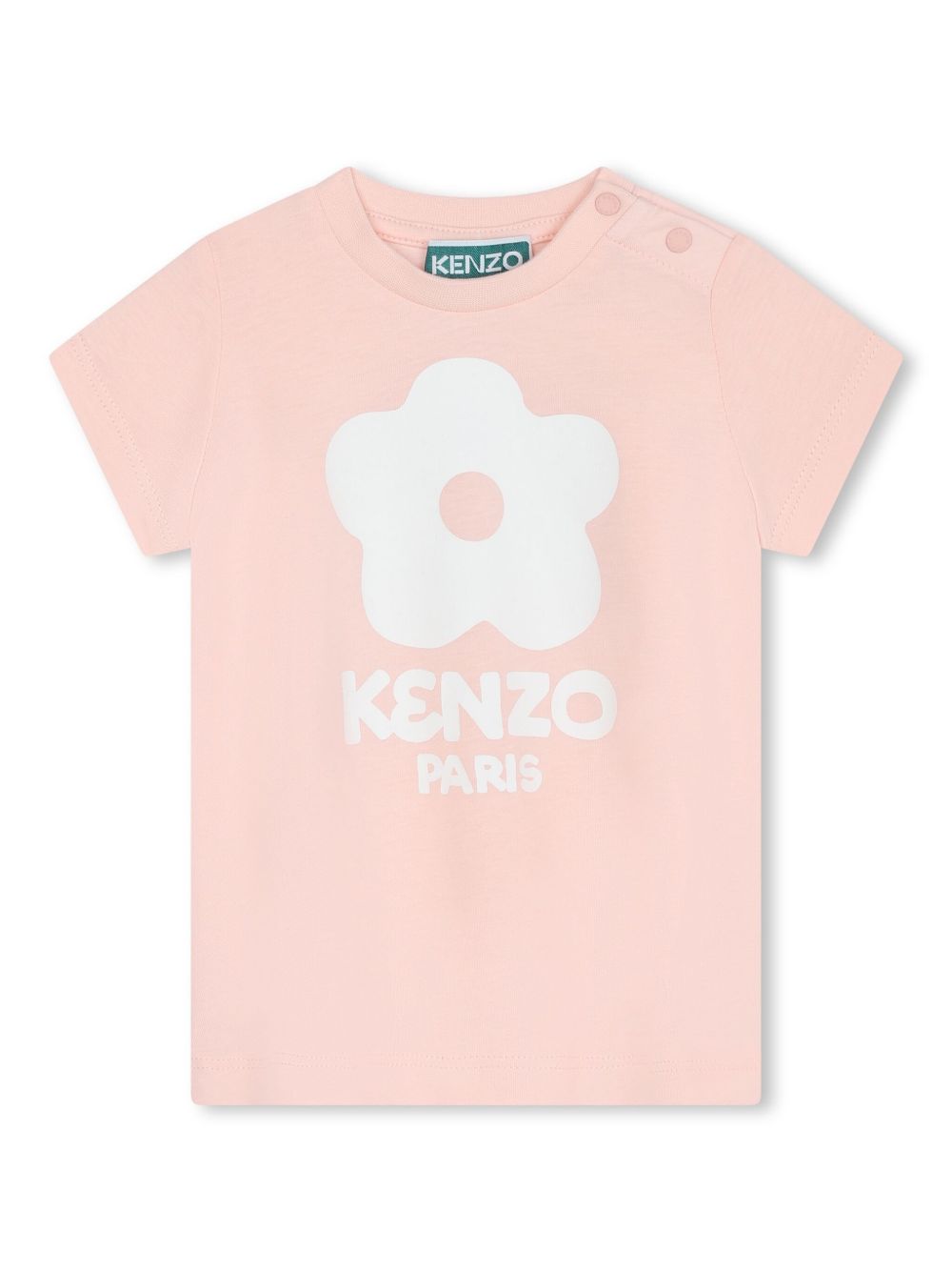 Kenzo Kids logo印花棉T恤 - 粉色