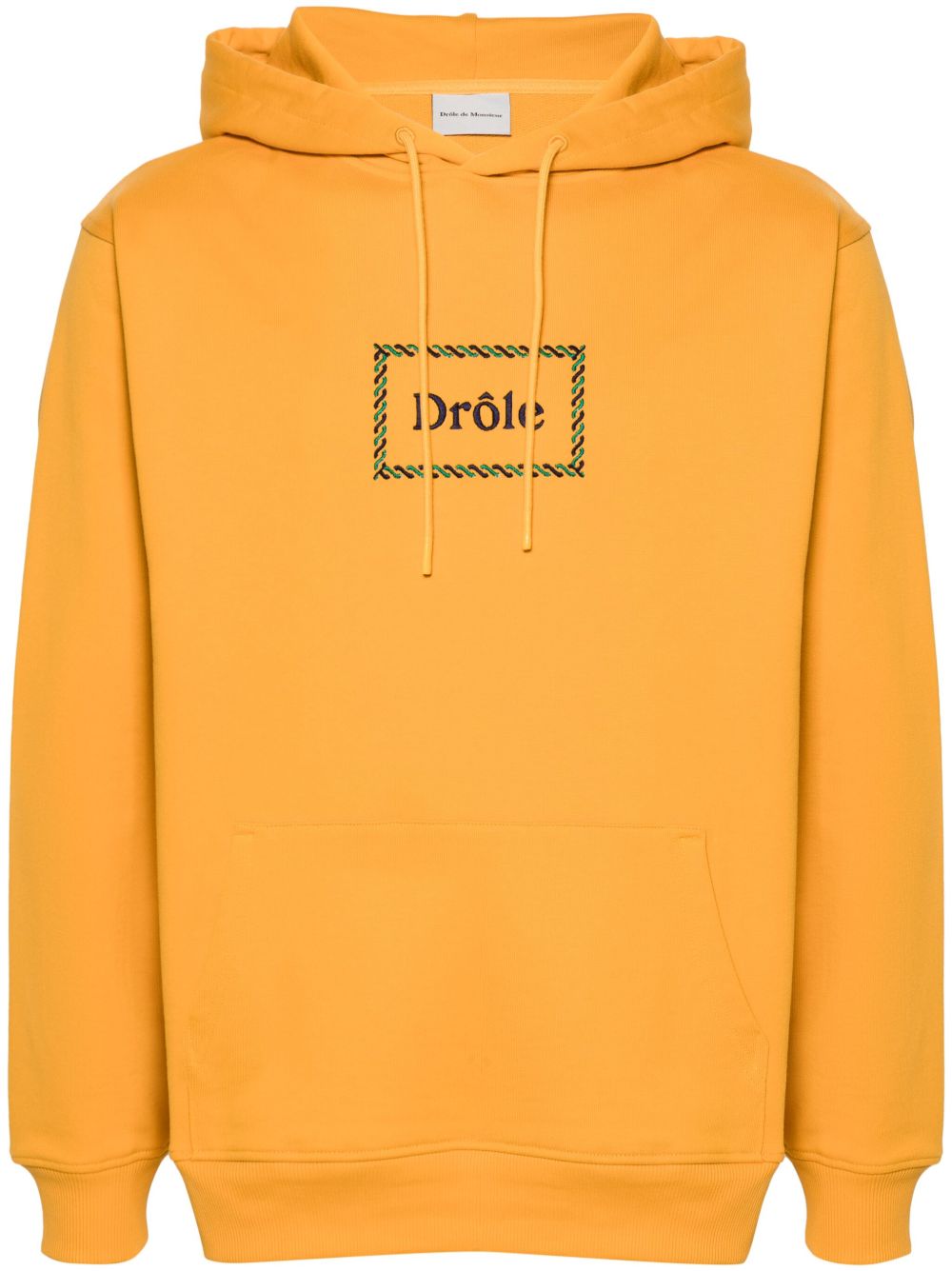 Drôle De Monsieur logo刺绣棉连帽衫 - 橘色
