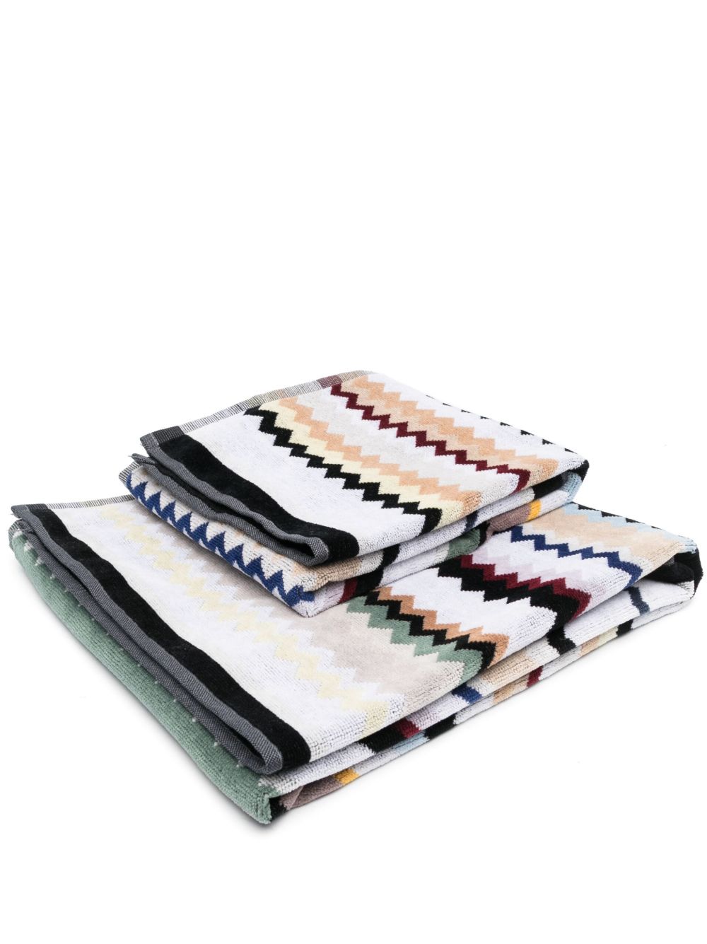 Missoni Home Z字形图案棉浴巾 - 灰色