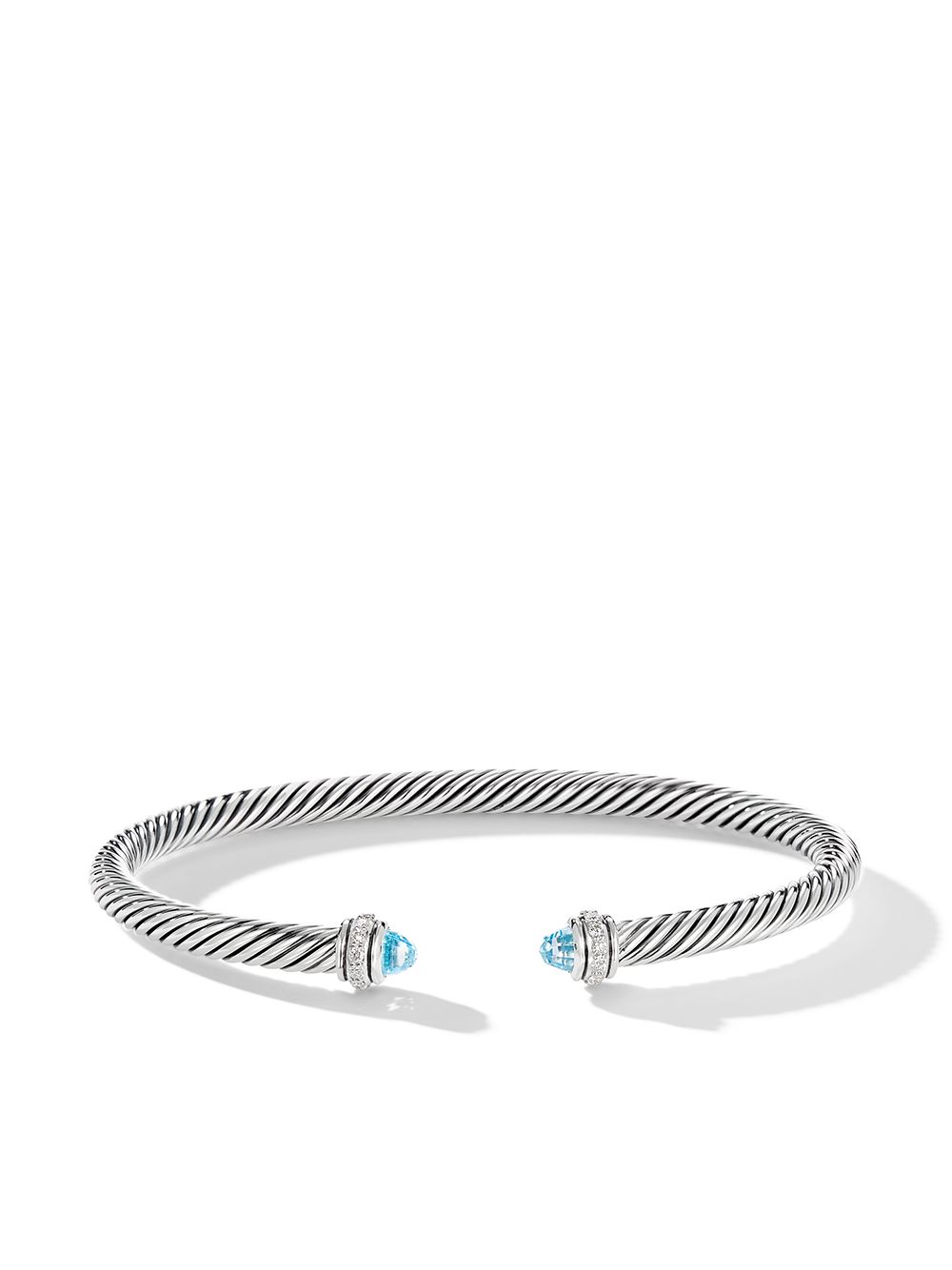 David Yurman 纯银 Cable Classics 黄玉钻石手链 - 银色