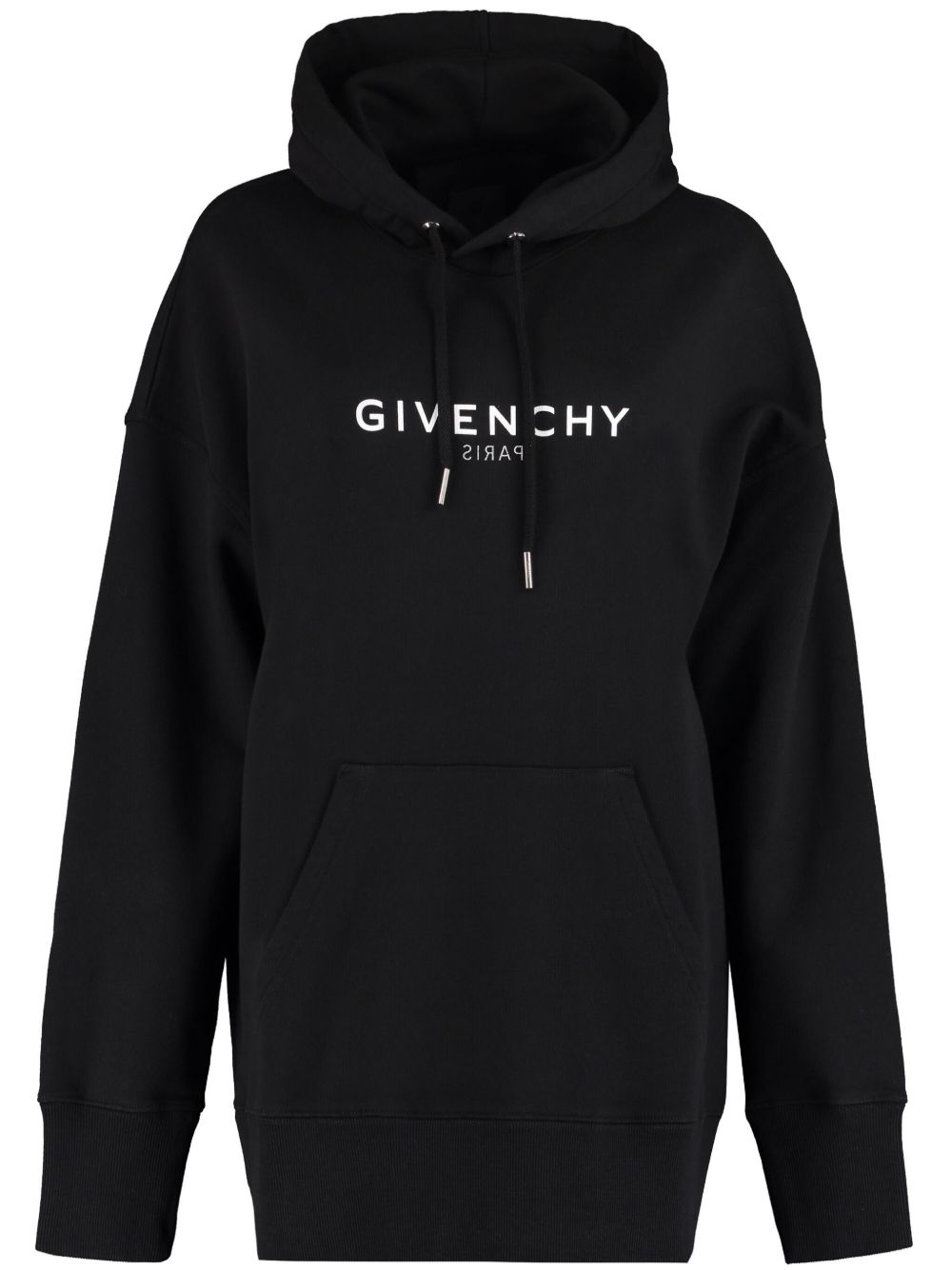 Givenchy 纪梵希 logo印花垮肩连帽衫 - 黑色