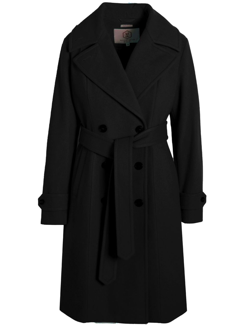Norwegian Wool 双排扣羊毛混纺外套 - 黑色