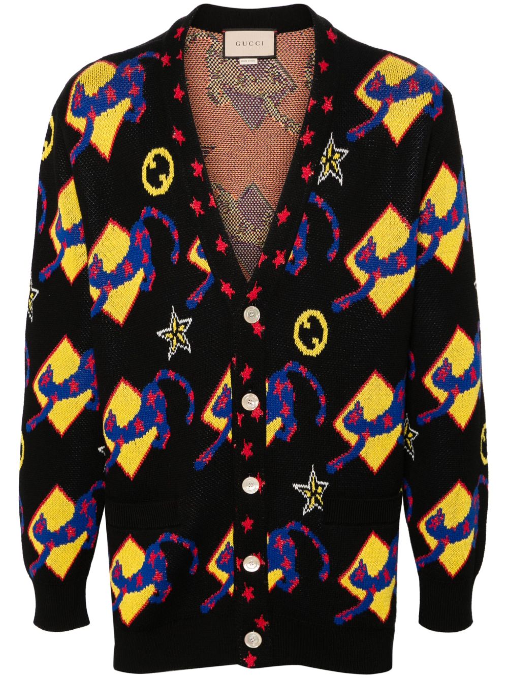 Gucci 图案嵌花开衫 - 黑色