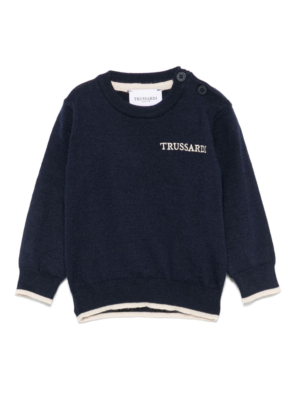 TRUSSARDI JUNIOR logo刺绣毛衣 - 蓝色