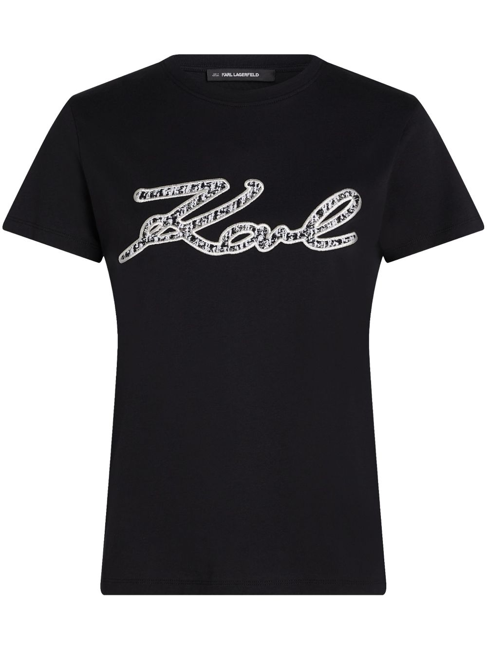 Karl Lagerfeld Signature 仿羔皮呢T恤 - 黑色
