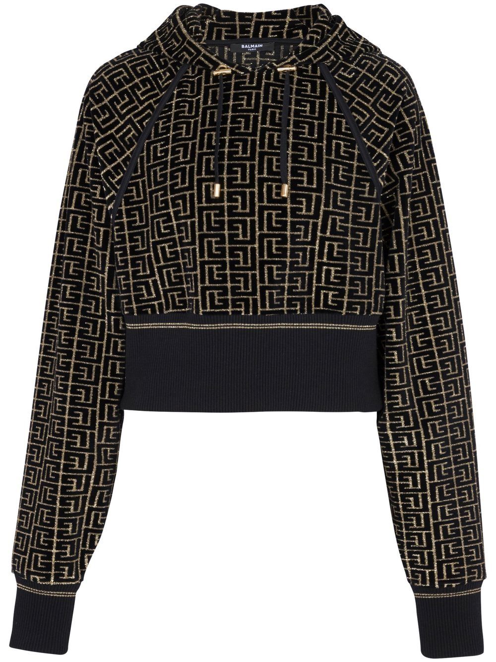 Balmain 经典印花棉混纺连帽衫 - 黑色