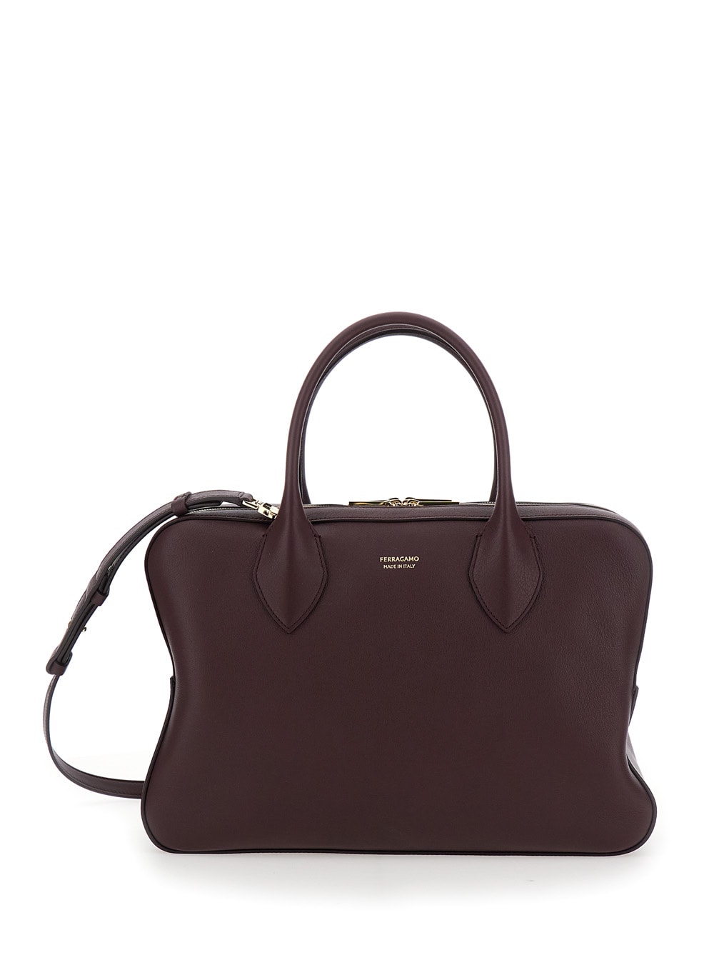 Ferragamo Stella波尔多红手提包 带可拆肩带 正面皮革Logo字母 女士款