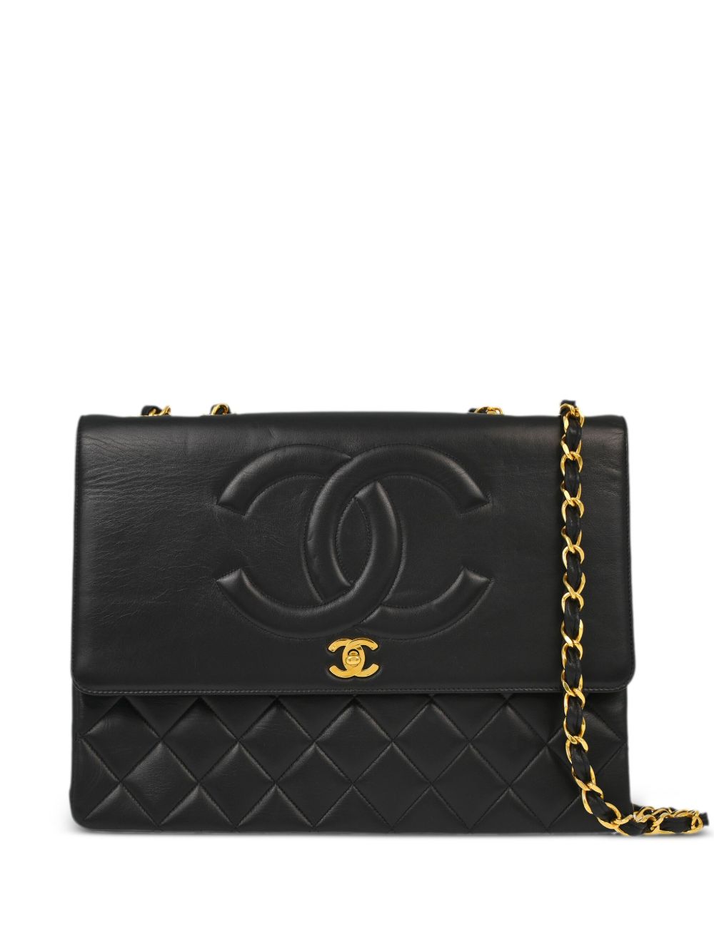 CHANEL Pre-Owned Classic Flap 超大款单肩包（1992年典藏款） - 黑色