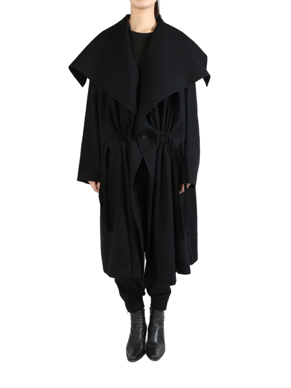Yohji Yamamoto gathered-detail coat - 黑色