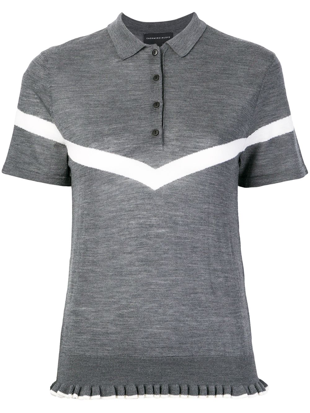 Cashmere In Love 荷叶边饰polo羊毛衬衫 - 灰色