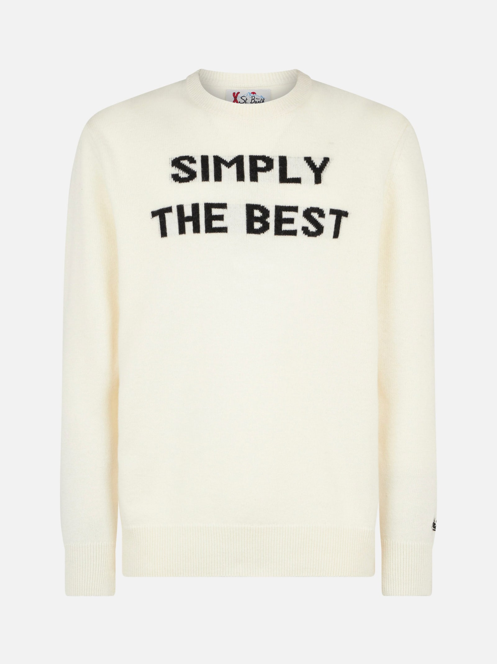 MC2 Saint Barth Man Crewneck Sweater With Simply The Best Jacquard Print Niki Dj Special Edition