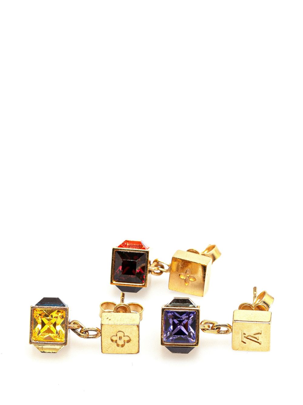 Louis Vuitton Pre-Owned Crystal Gamble Drop 装饰耳环（2012年典藏款） - 金色