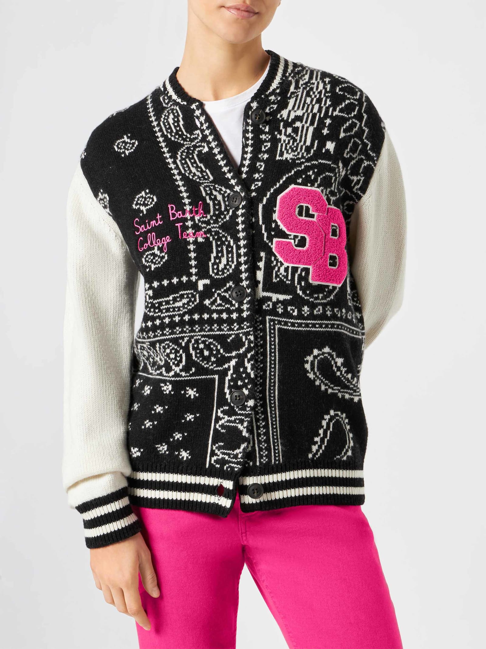 MC2 Saint Barth Woman College Jacket With Bandanna Print