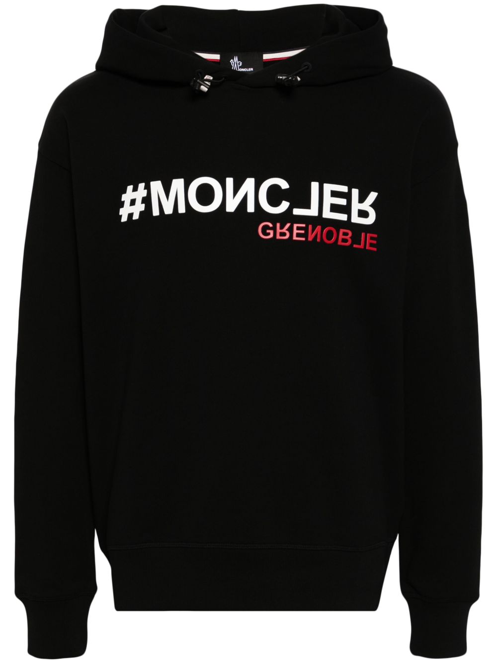 Moncler Grenoble logo贴花棉连帽衫 - 黑色