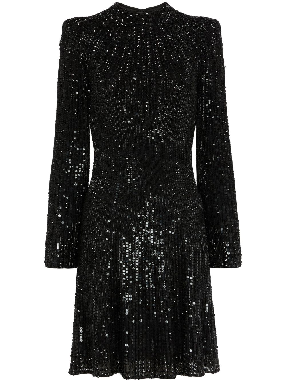 Jenny Packham Crystal Crunch 短款连衣裙 - 黑色