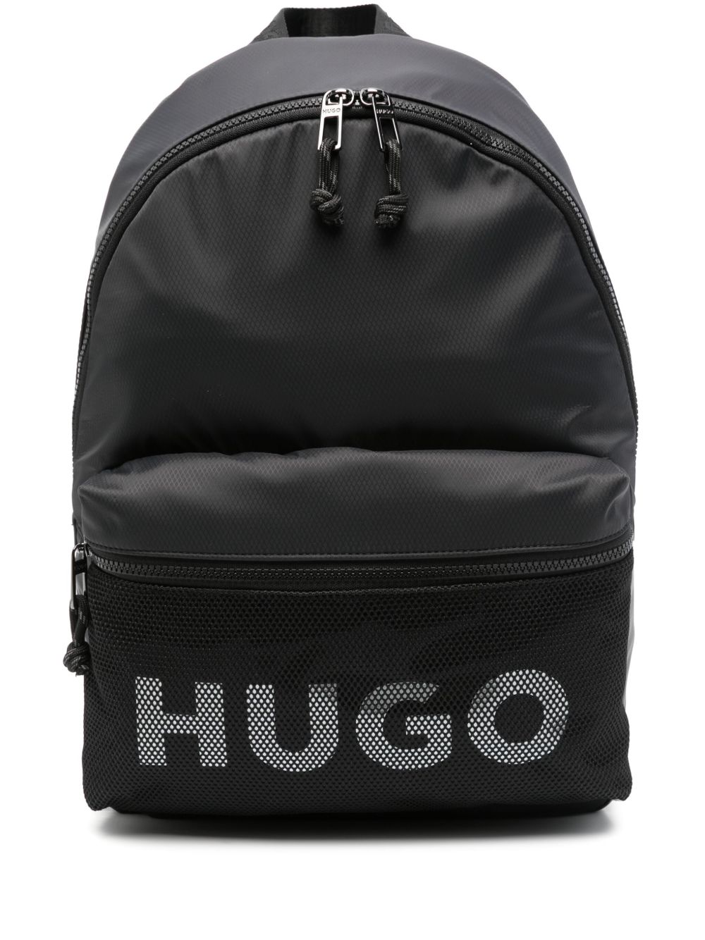 HUGO logo印花双肩包 - 黑色