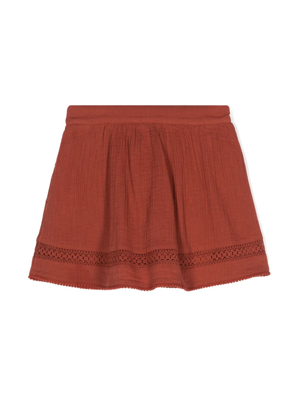 Scotch & Soda 钩编针织拼接细褶半身裙 - 褐色