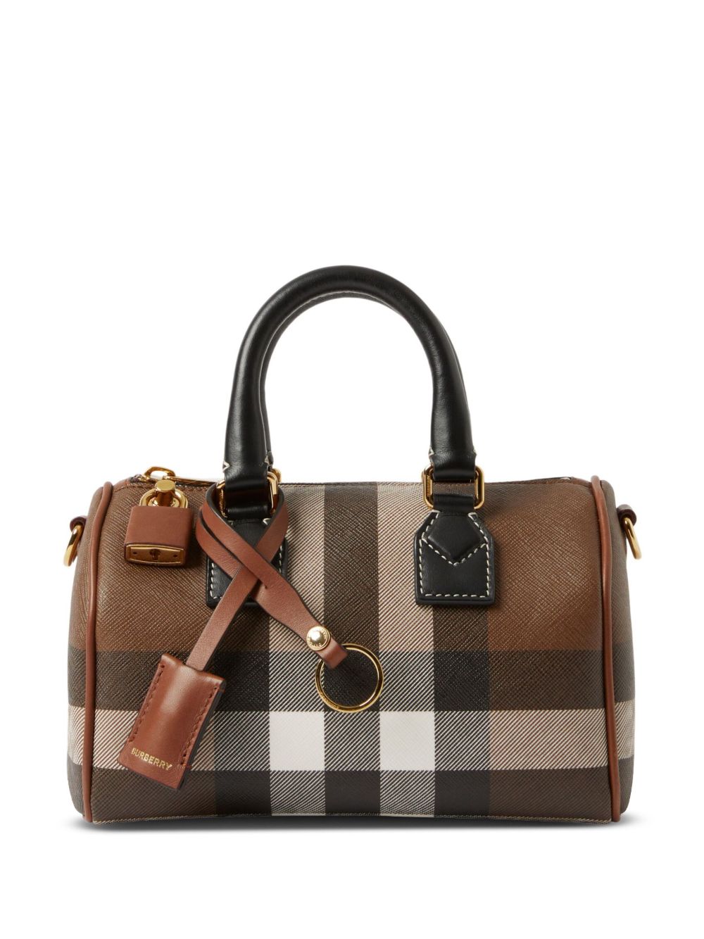 Burberry Check 迷你保龄球包 - 褐色