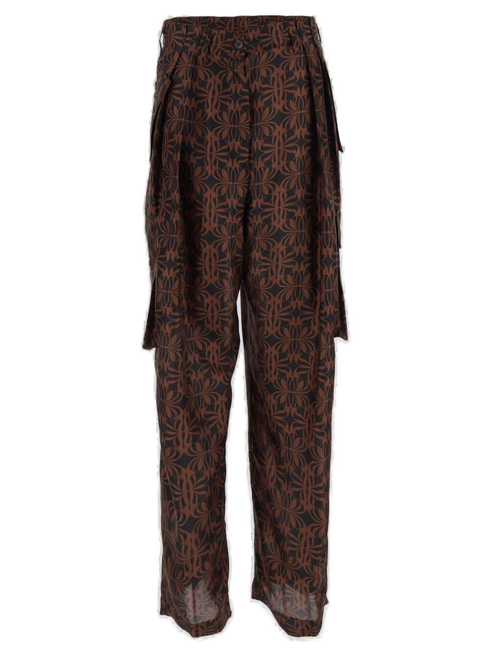 Dries Van Noten Pattern Printed Satin Cargo Pants