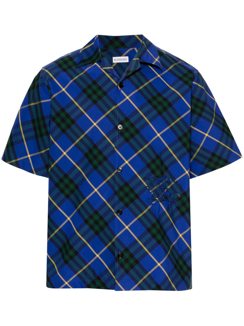 Burberry 格纹棉衬衫 - 蓝色