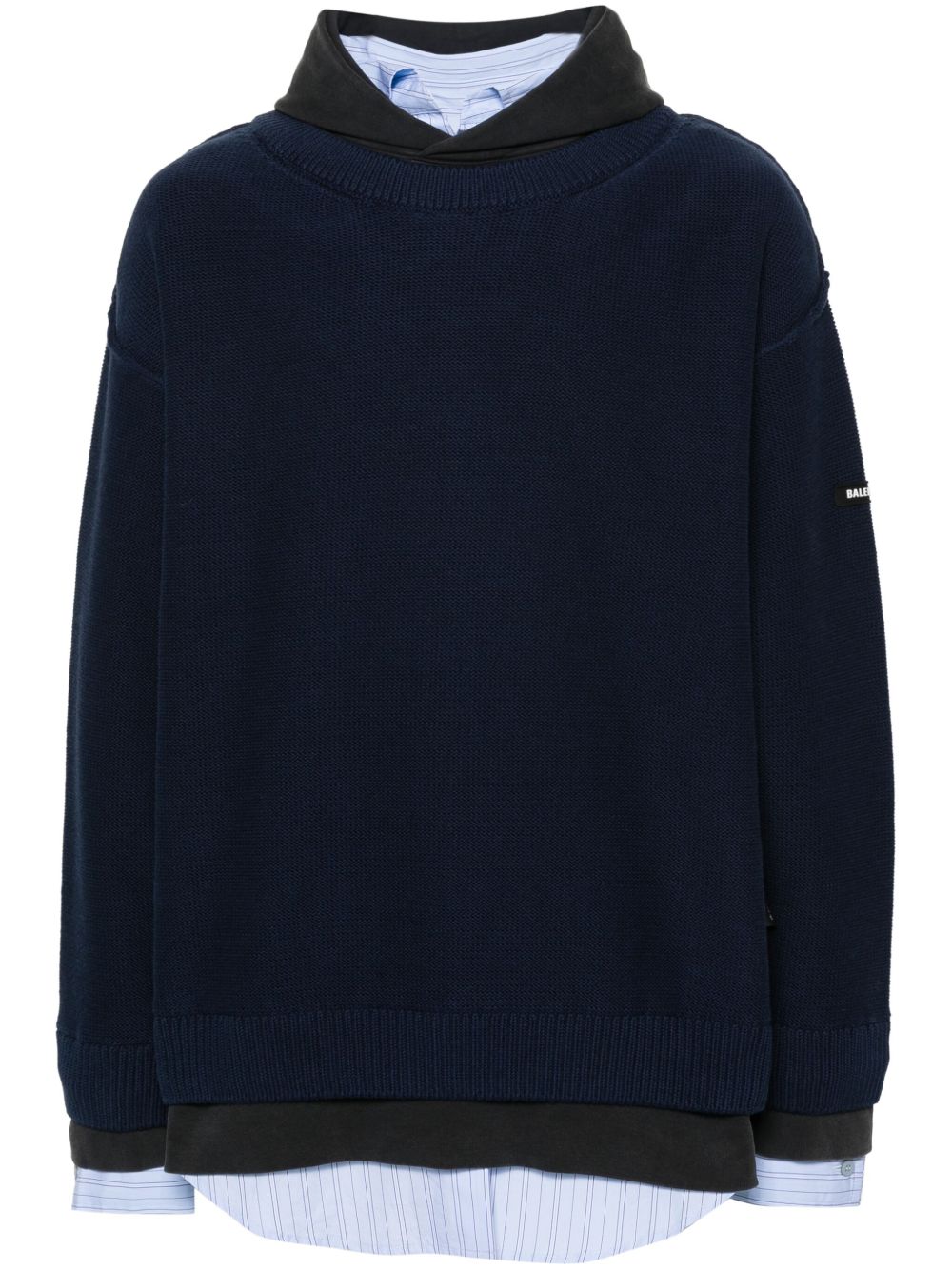 Balenciaga 标贴分层式连帽衫 - 蓝色