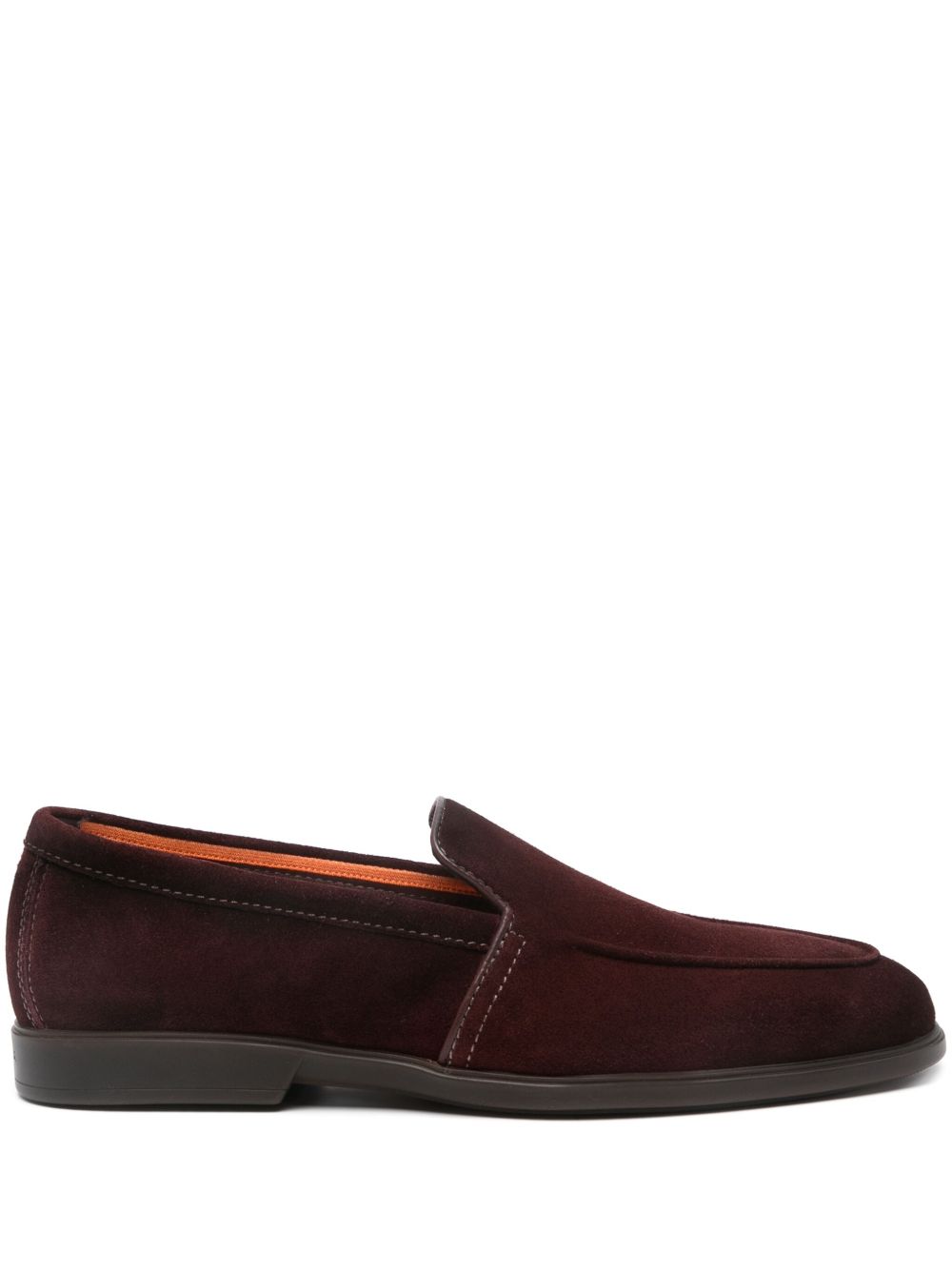 Santoni 绒面皮乐福鞋 - 红色