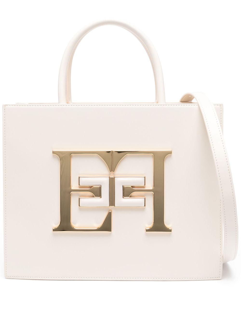 Elisabetta Franchi logo标牌中号手提包 - 中性色