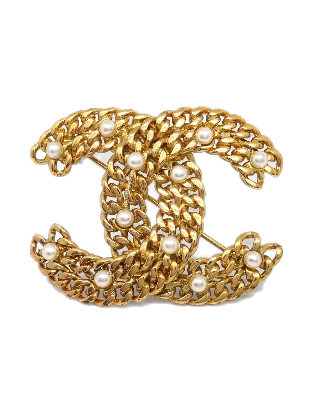 CHANEL Pre-Owned CC 胸针（2003年典藏款） - 金色