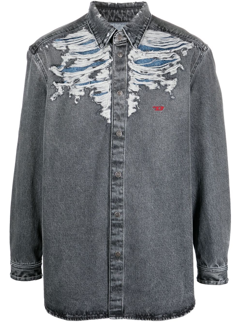 Diesel D-Simply-Over-Fsb 仿旧牛仔衬衫 - 灰色