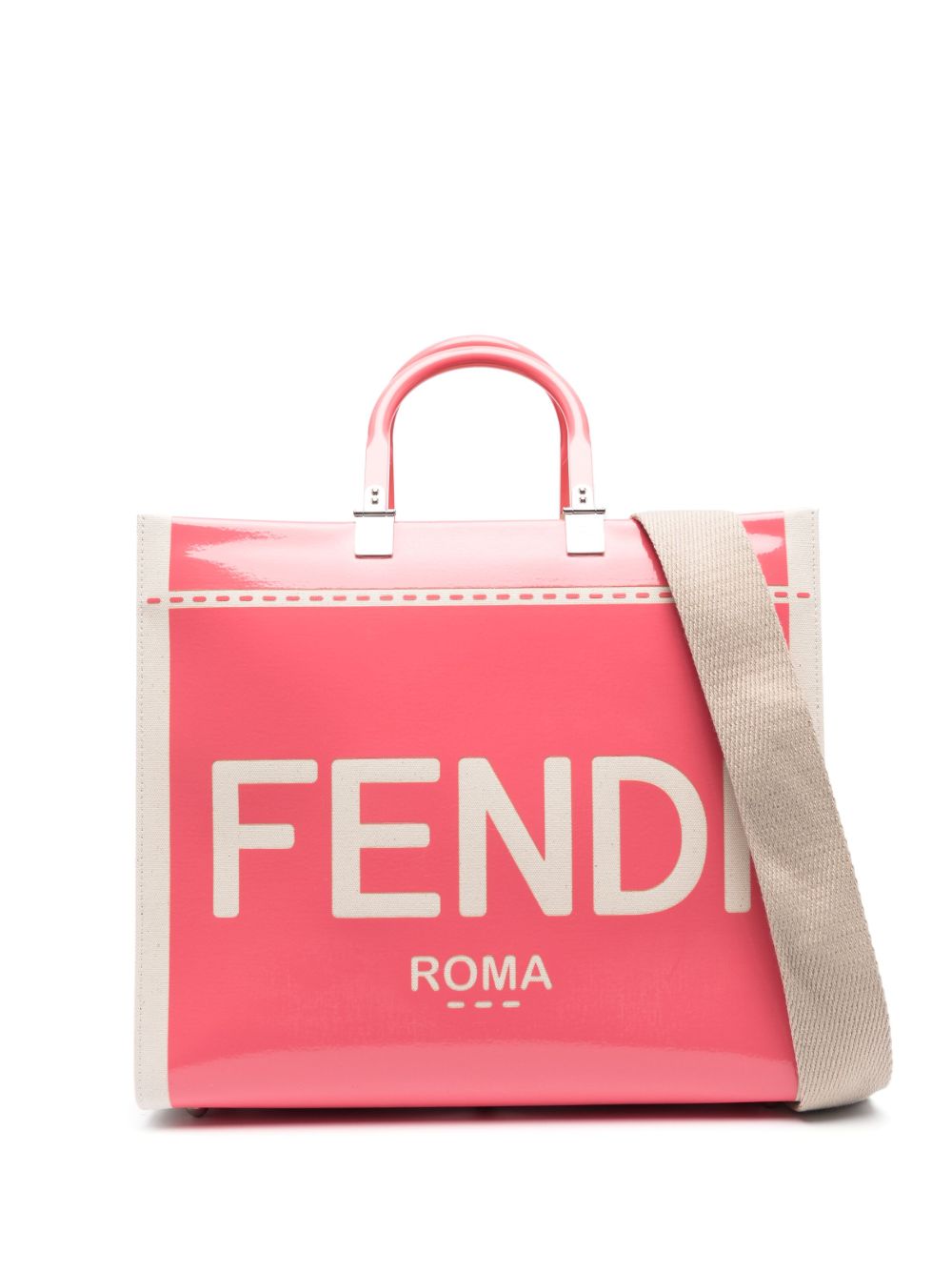 FENDI logo印花托特包 - 粉色
