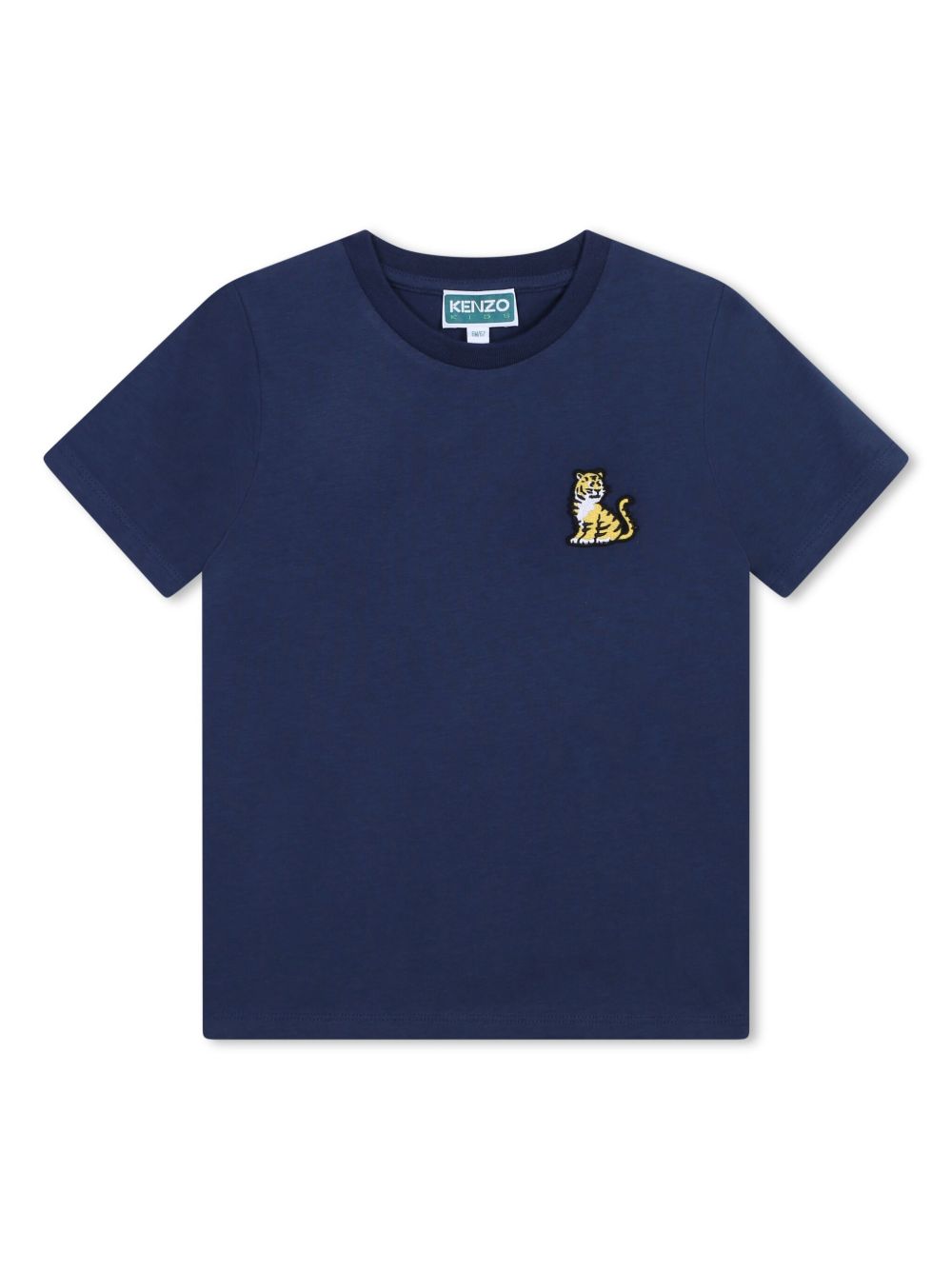 Kenzo Kids 老虎贴花棉T恤 - 蓝色