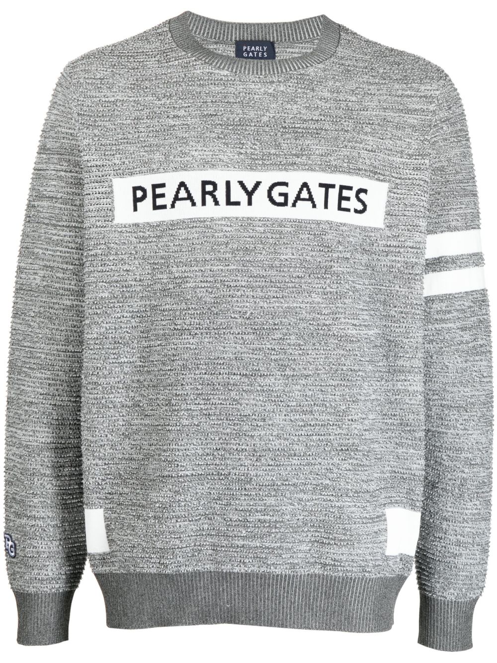 PEARLY GATES logo嵌花针织毛衣 - 灰色
