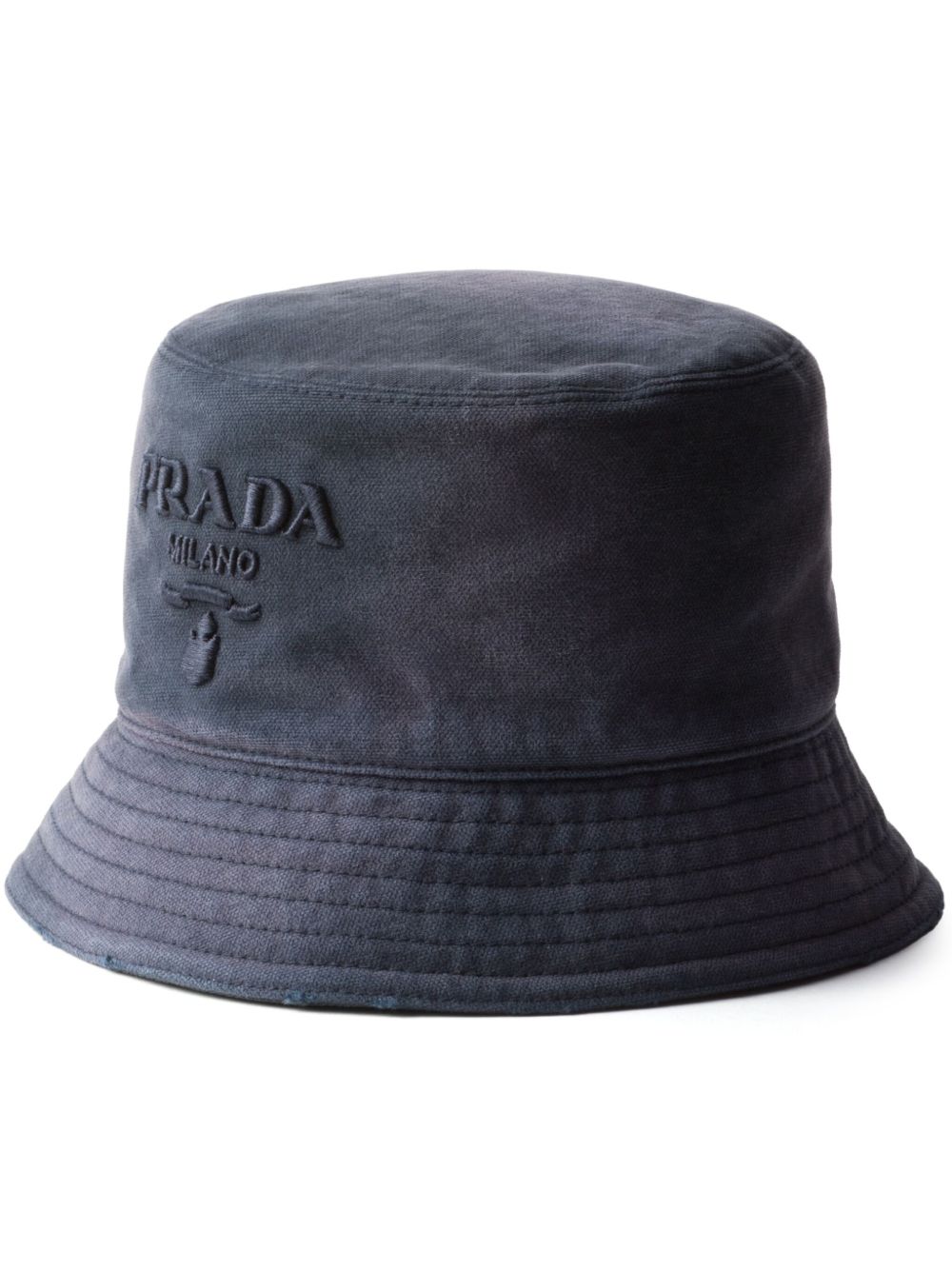 Prada logo刺绣渔夫帽 - 蓝色