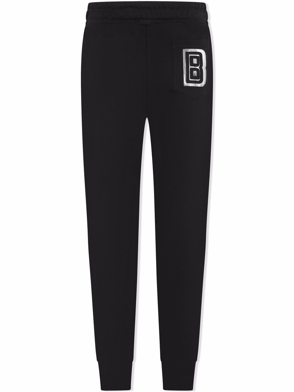 Balmain Kids logo文字锥形运动裤 - 黑色