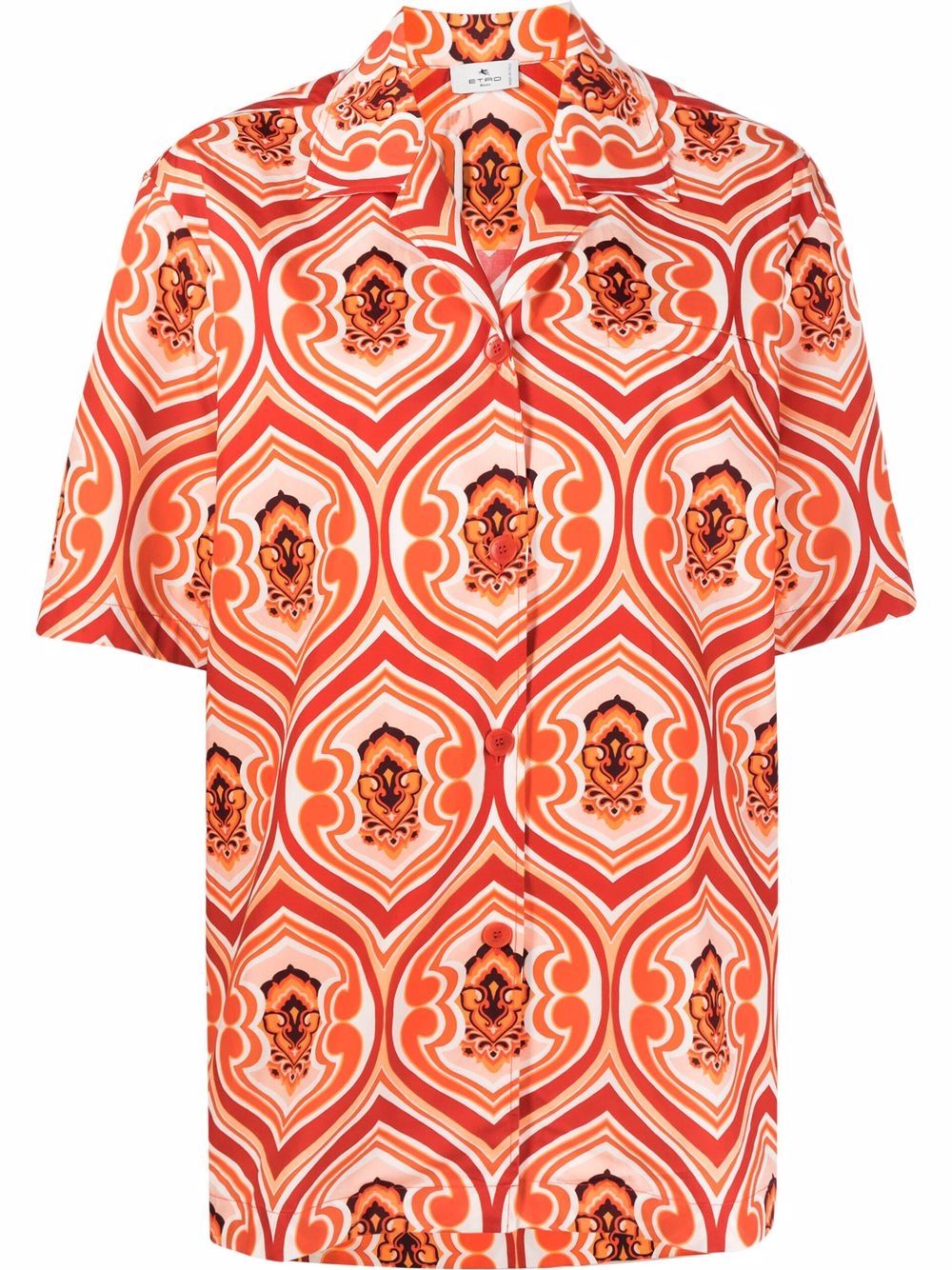 ETRO 图案印花棉衬衫 - 橘色