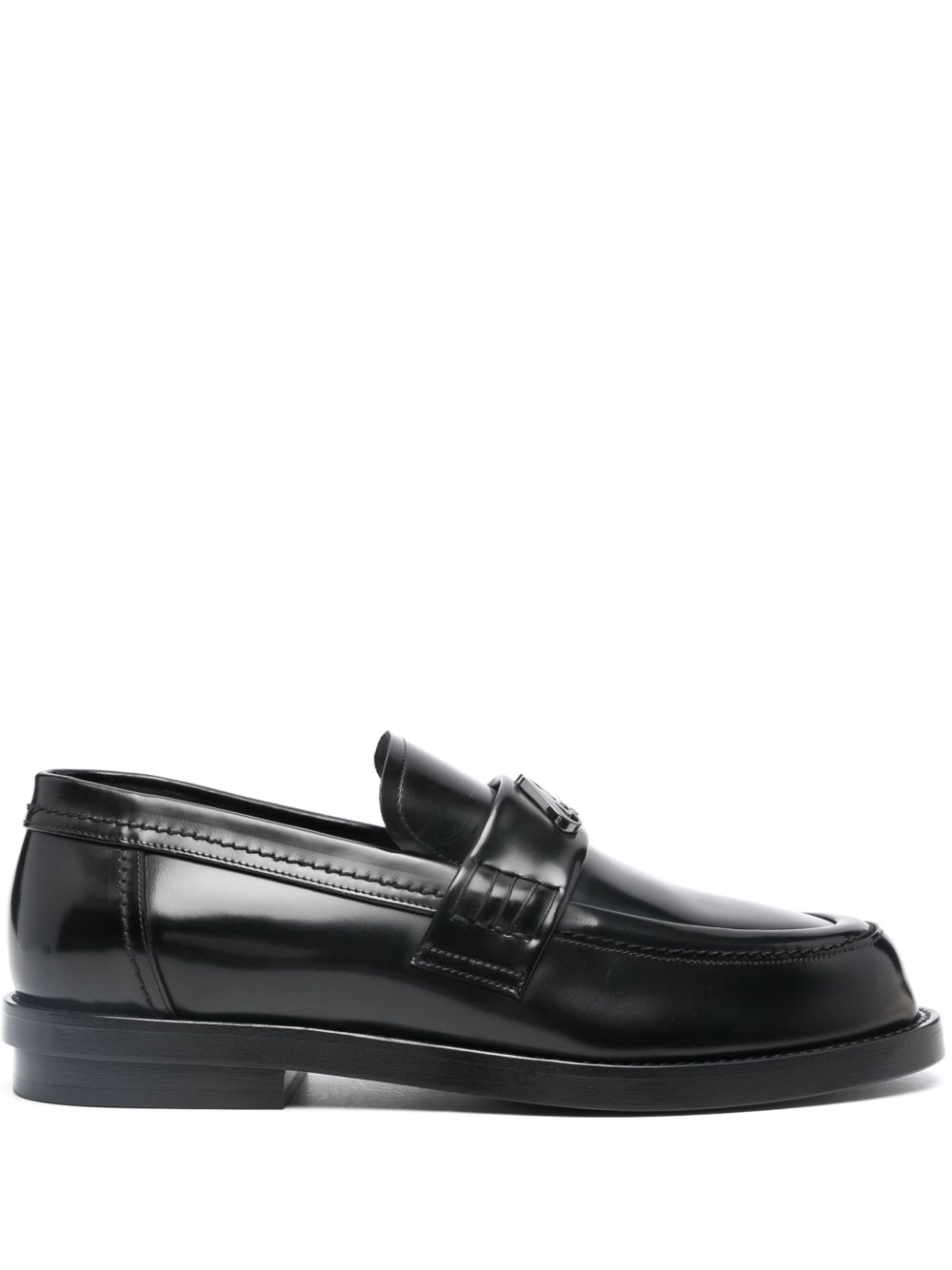 Alexander McQueen logo标牌皮质乐福鞋 - 黑色