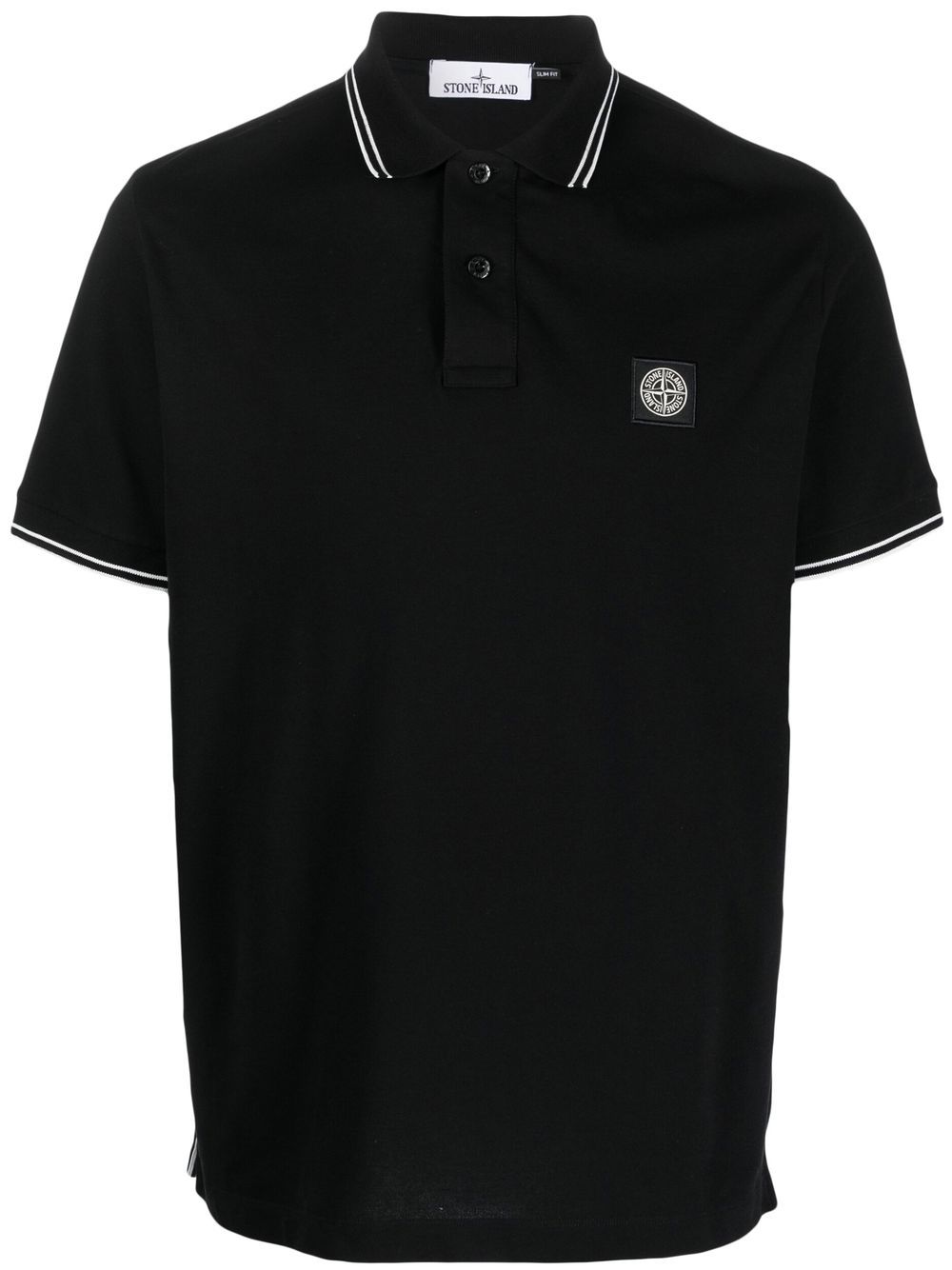 Stone Island 标贴短袖polo衫 - 黑色