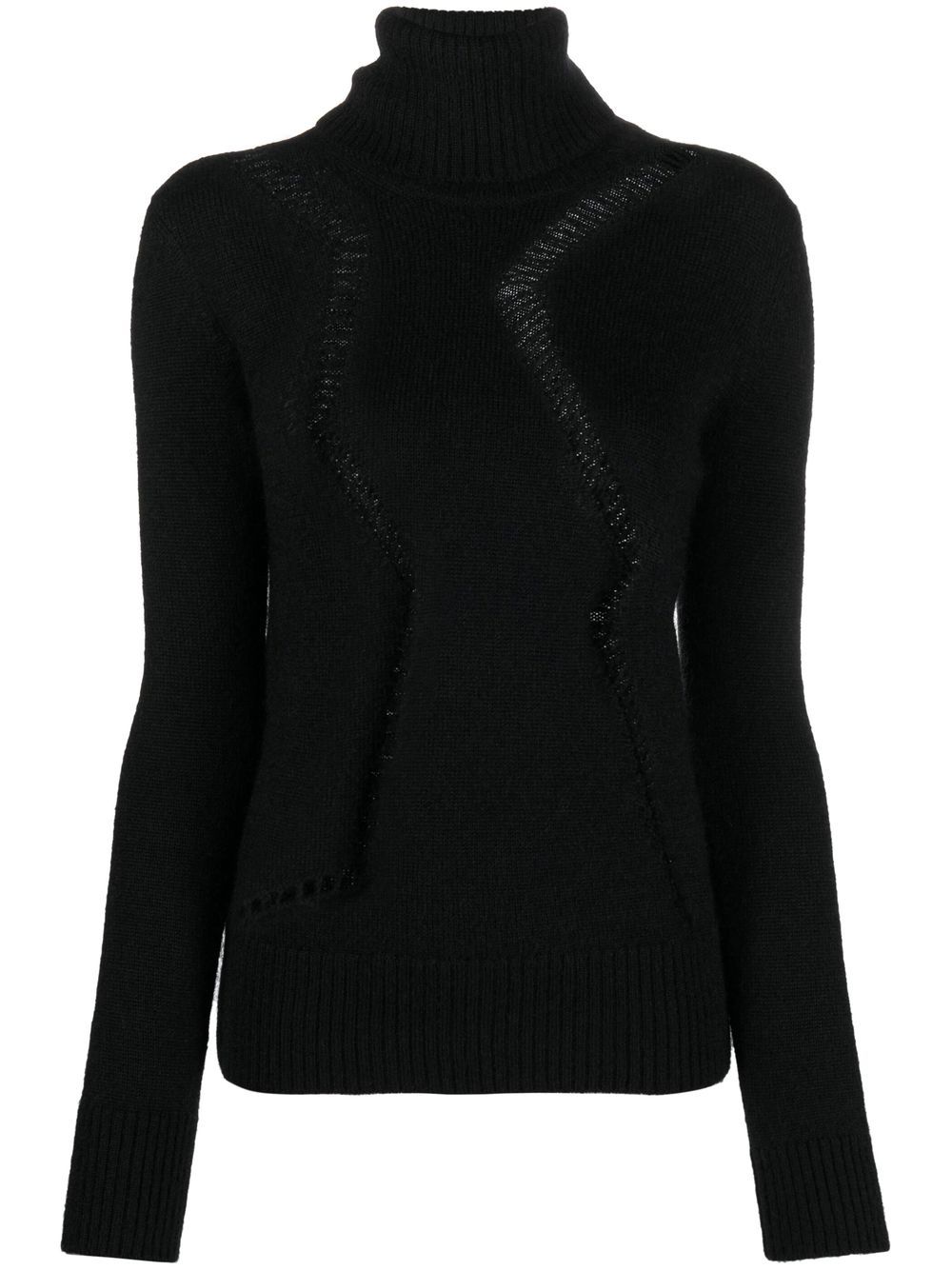 Saint Laurent 镂空高领毛衣 - 黑色