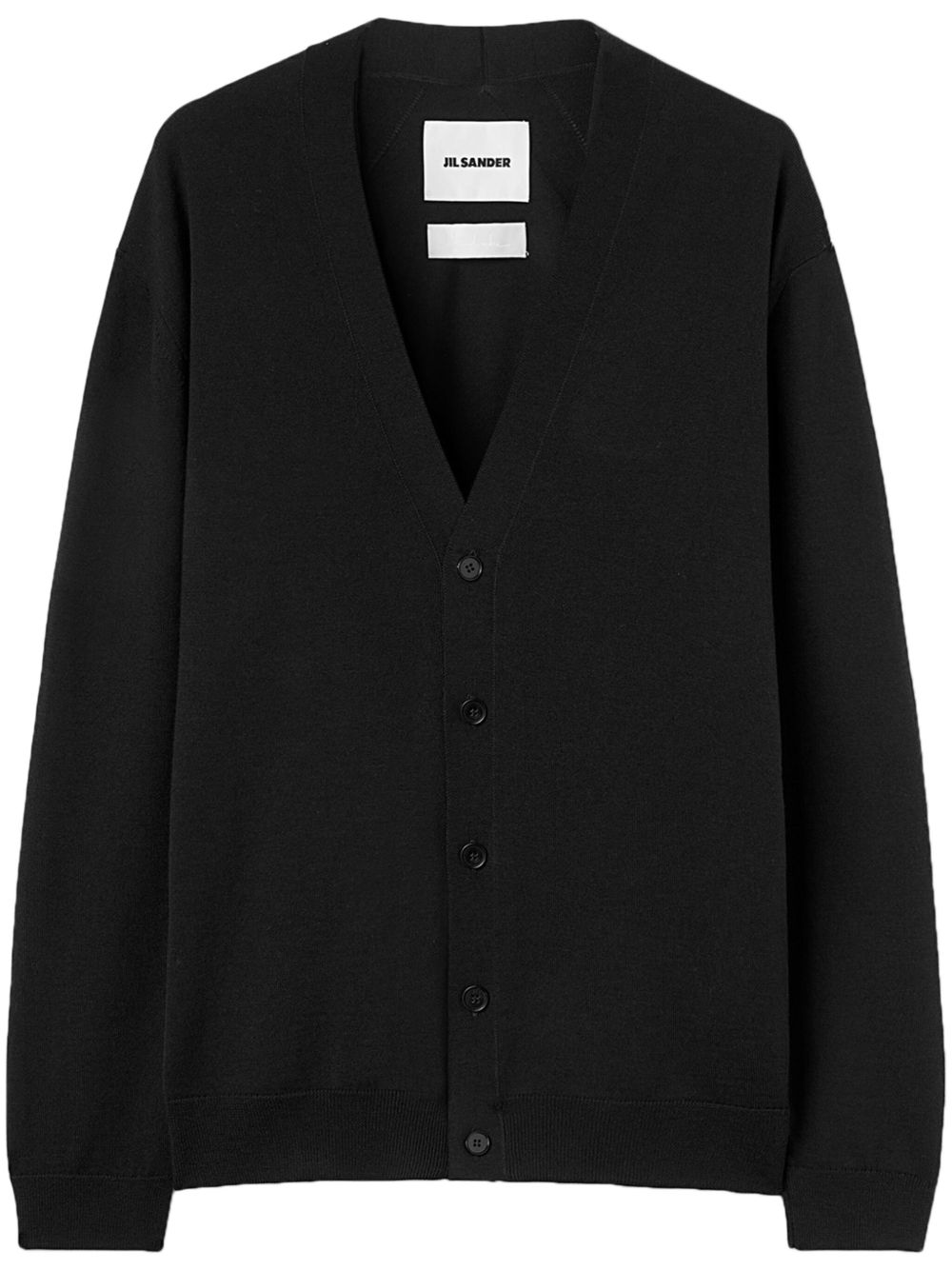 Jil Sander V领羊毛开衫 - 黑色
