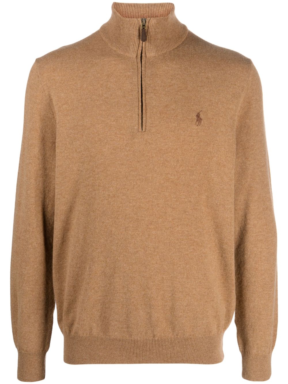 Polo Ralph Lauren logo刺绣密织毛衣 - 褐色