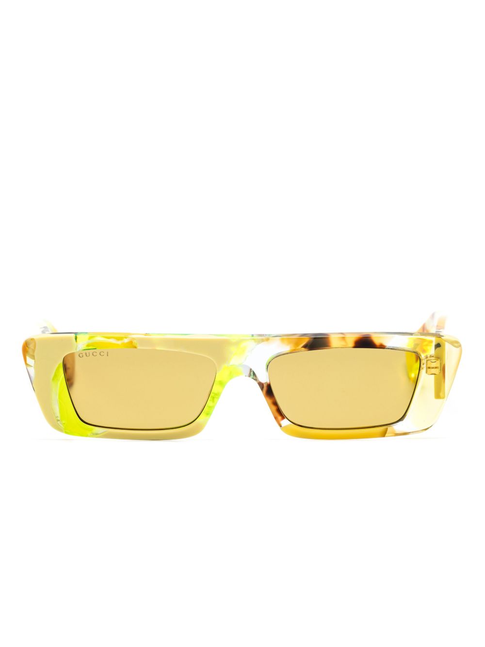 Gucci Eyewear 长方形镜框太阳眼镜 - 黄色