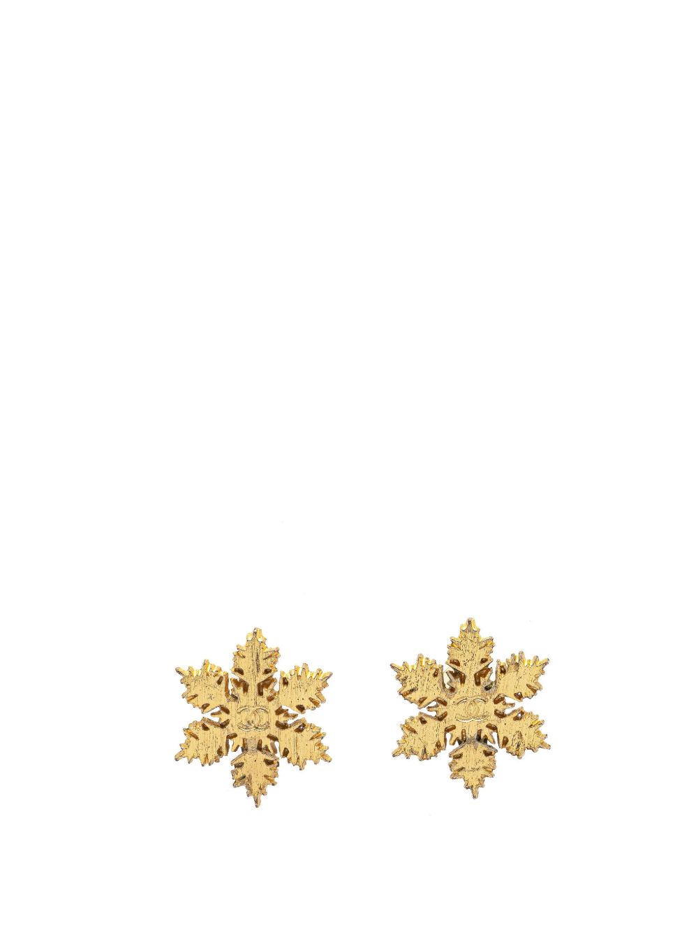 CHANEL Pre-Owned 镀金 CC Snowflake 夹扣式装饰耳环（2001年典藏款） - 金色